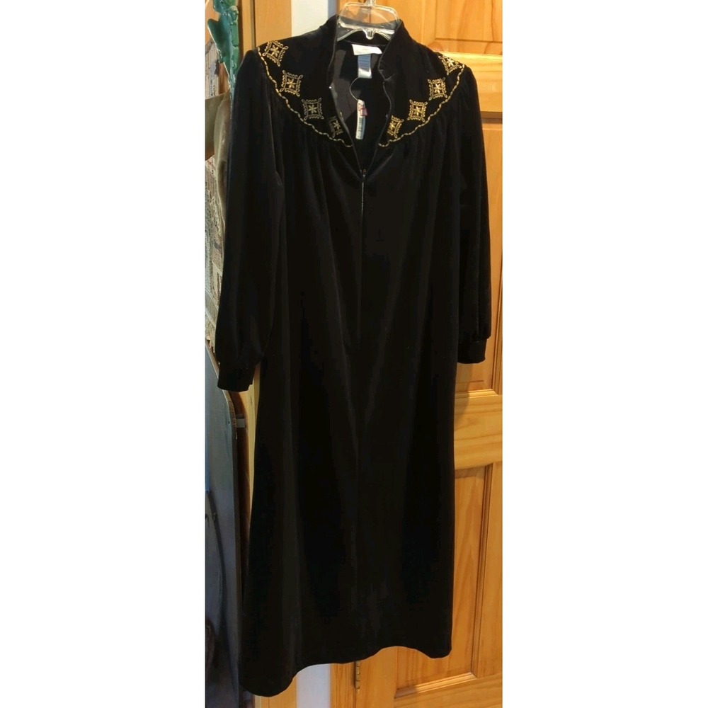 Jasmine Rose Intimates Housecoat Gown Half‎ Zip Side Pocket Long Sleeve Size S